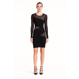 BCBGMAXAZRIA Black Mesh Long Sleeve Dress Size S